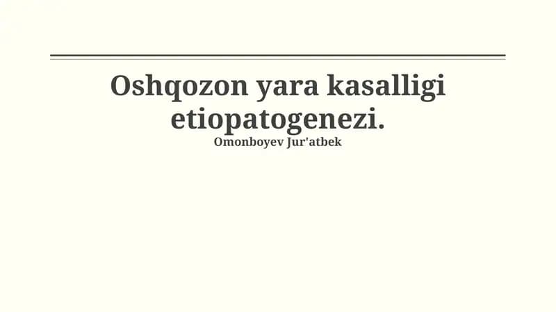 Oshqozon yara kasalligi etiopatogenezi