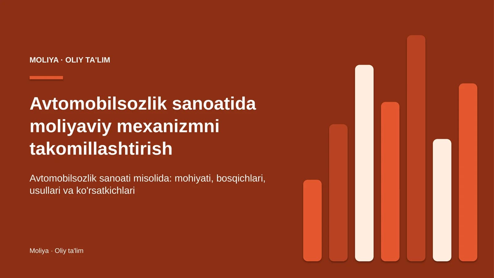 Avtomobilsozlik sanoatida moliyaviy mexanizmni takomillashtirish