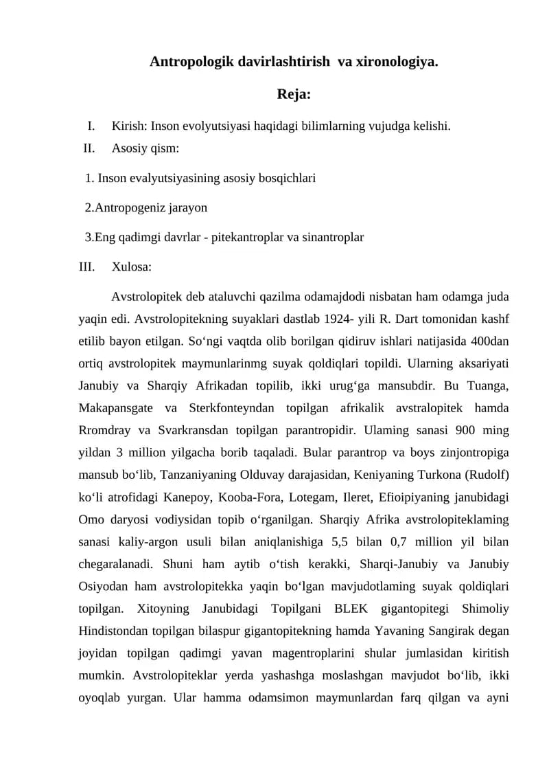 Antropologik davirlashtirish va xironologiya