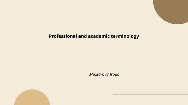 Academic and Professional Terminology