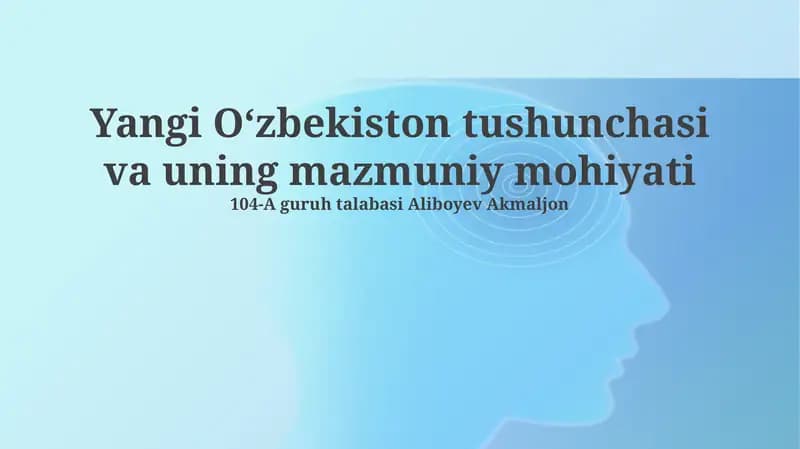 Yangi O'zbekiston tushunchasi va uning mazmuniy mohiyati