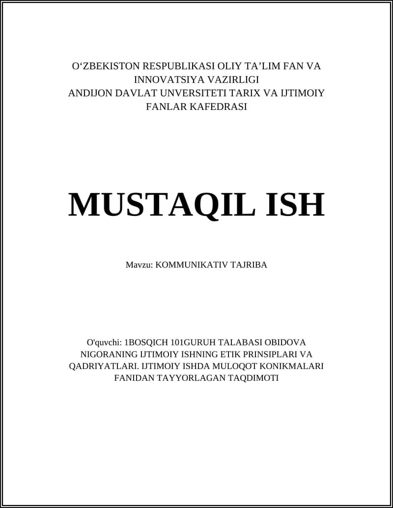 KOMMUNIKATIV TAJRIBA