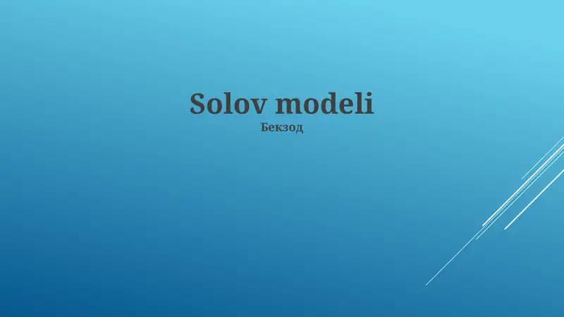 Yagona Model Asoslari