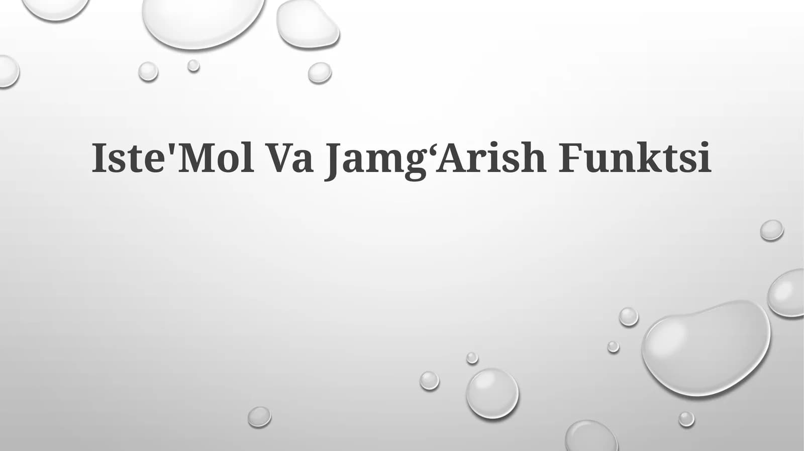Iste'Mol Va Jamg‘Arish Funktsi
