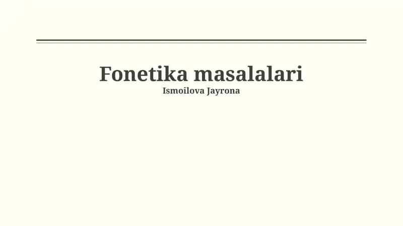 Fonetika masalalari