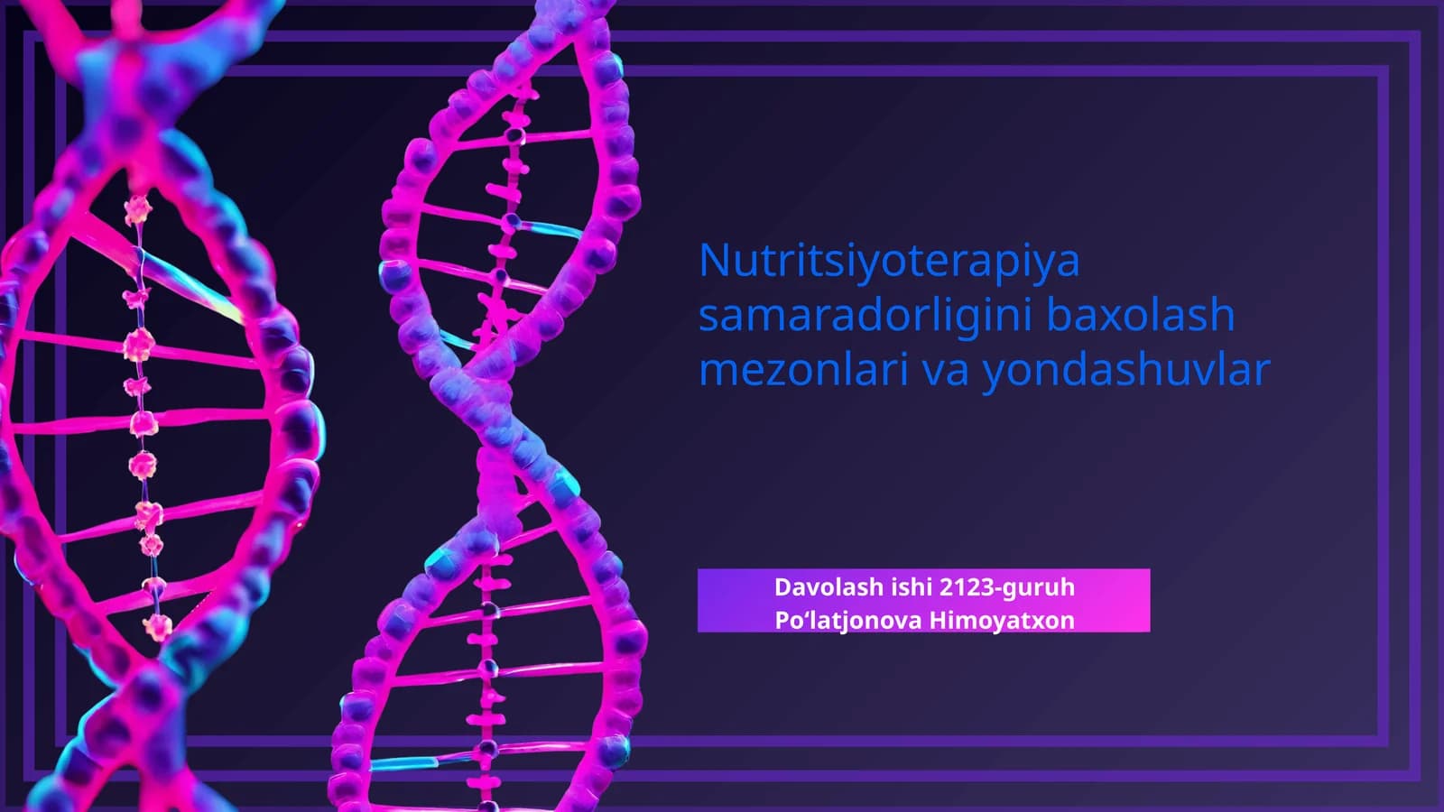 Nutritsiyoterapiya samaradorligini baxolash mezonlari va yondashuvlar