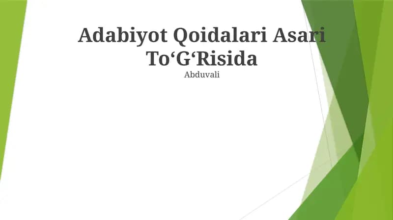 Adabiyot Qoidalari Asari ToʻGʻRisida
