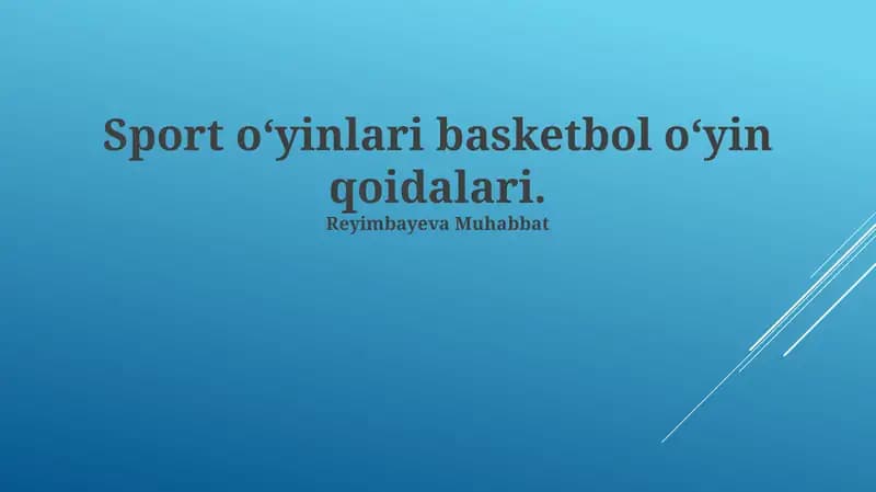 Sport oʻyinlari basketbol oʻyin qoidalari