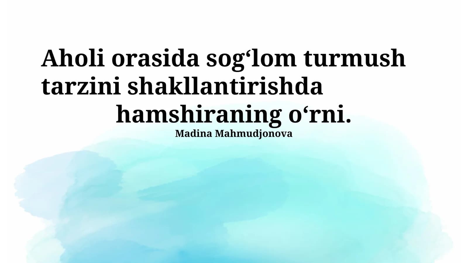 Hamshiraning sog‘lom turmushdagi roli