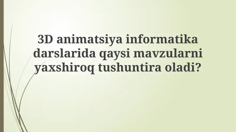 3D animatsiya infromatikasi