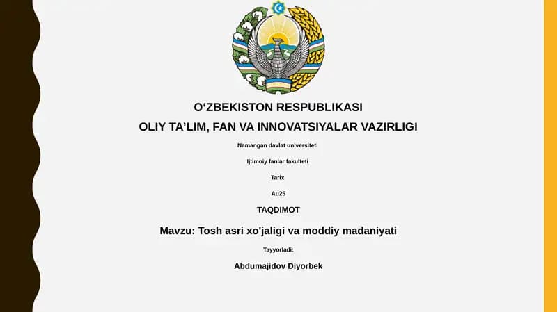 Tosh asri xo'jaligi va moddiy madaniyati