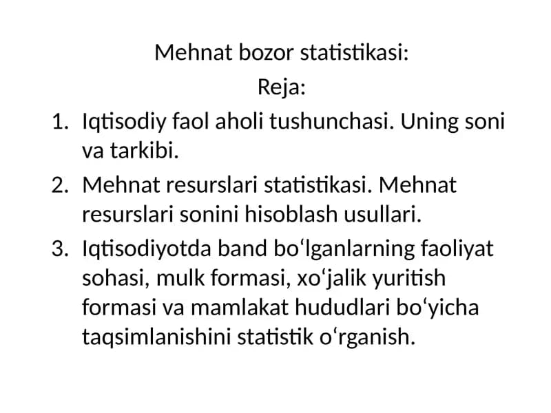 Mehnat Bozor Statistikasi