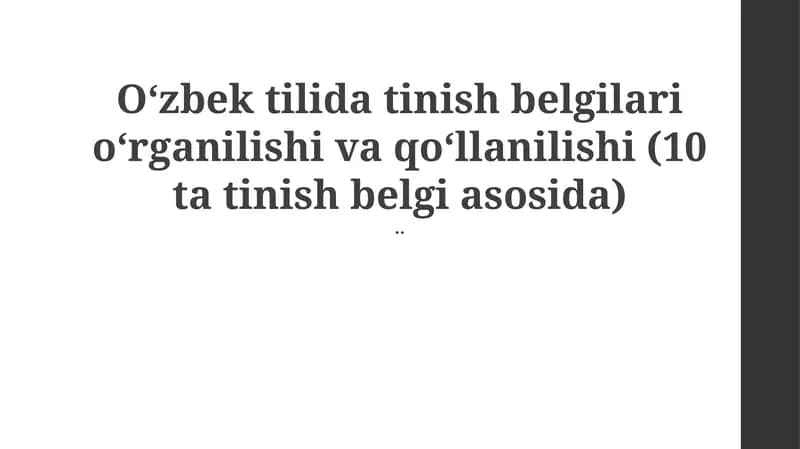 O‘zbek tilida tinish belgilari