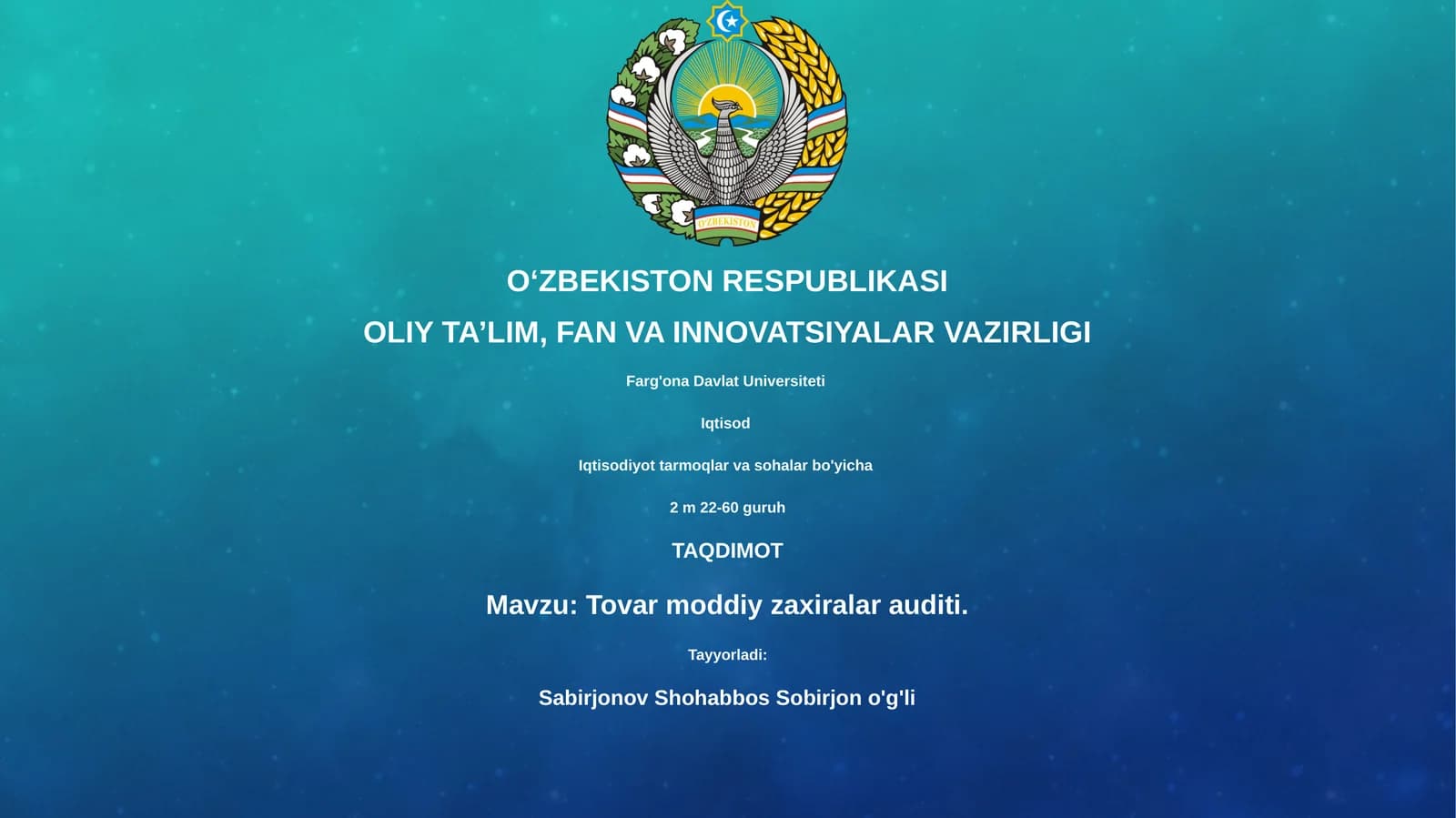 Tovar moddiy zaxiralar auditi