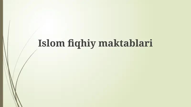 Islom Fiqhiy Maktablari