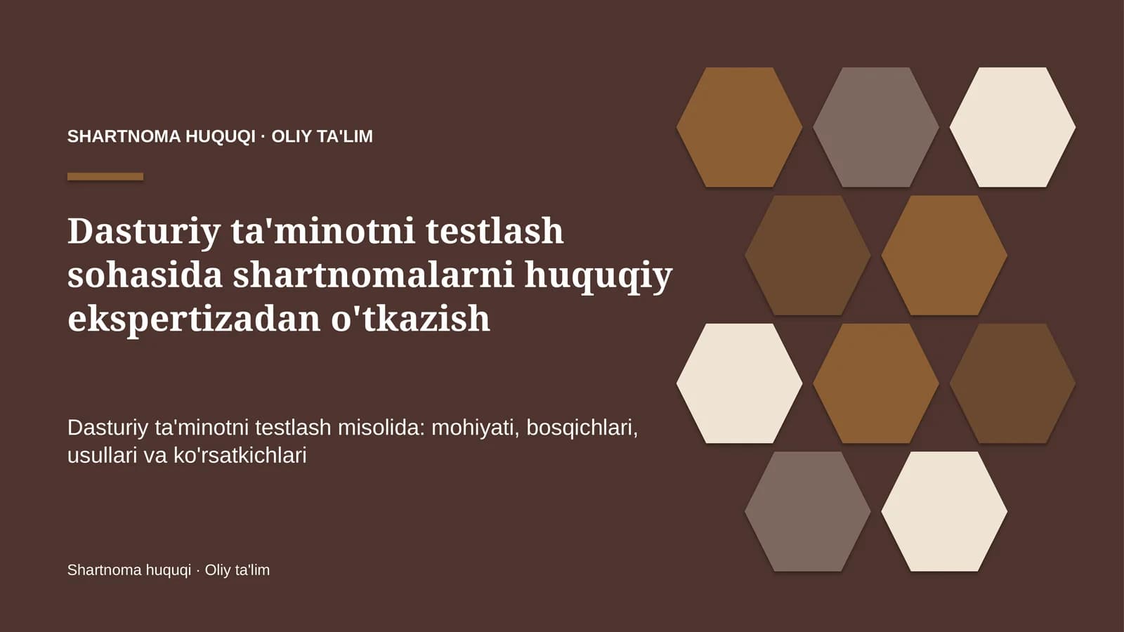 SHARTNOMA HUQUQI · OLIY TA'LIM