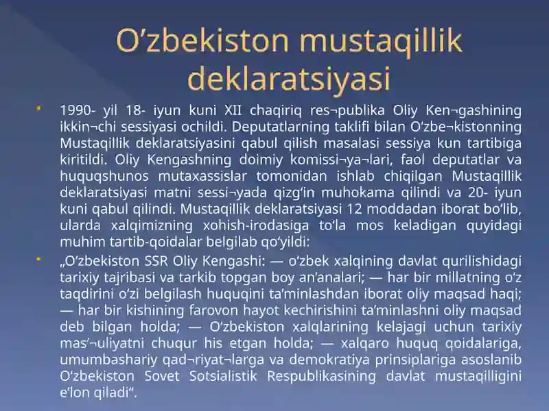 O’zbekiston Mustaqillik Declaratsiyasi