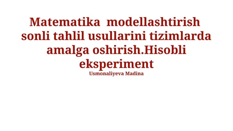 Matematika modellashtirish