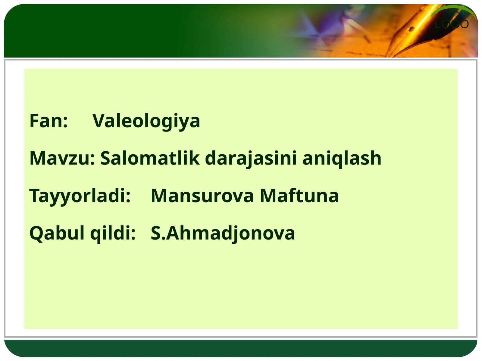 Salomatlikdarajasinianiqlash