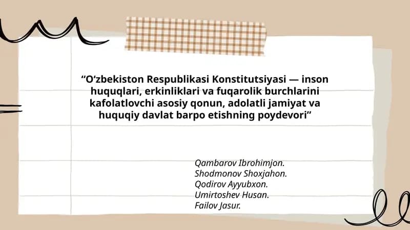 O‘zbekiston Respublikasi Konstitutsiyasi