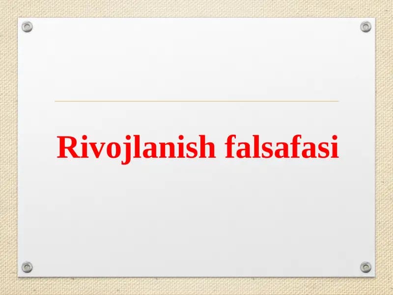 Rivojlanish Falsafasi