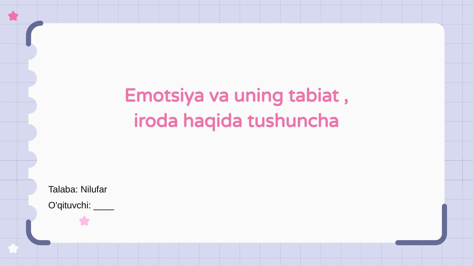 Emotsiya va uning tabiat, iroda haqida tushuncha