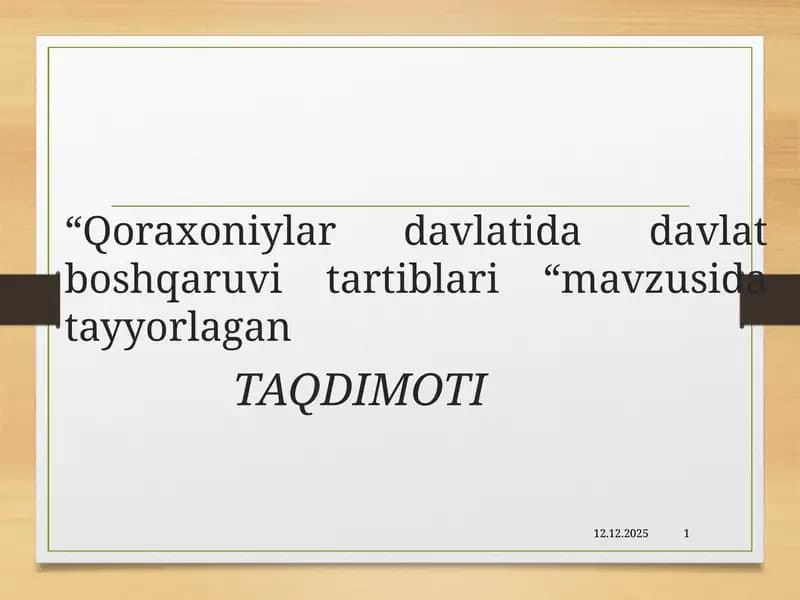 Qoraxoniylardavlatida davlat boshqaruvi tartiblari