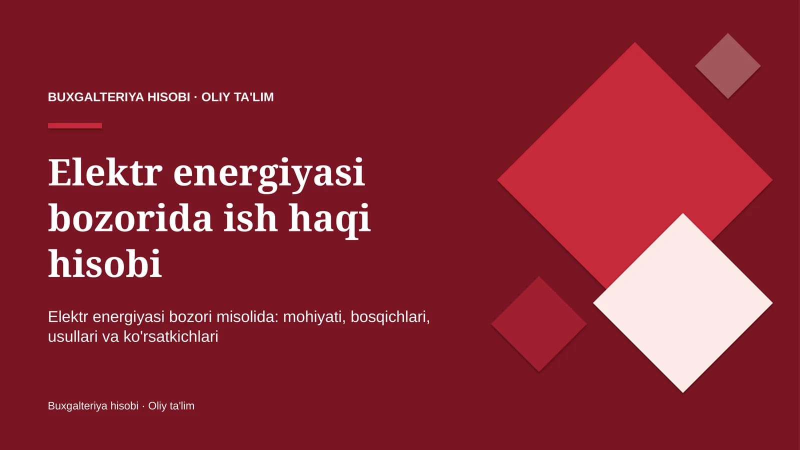 Elektr energiyasi bozorida ish haqi hisobi