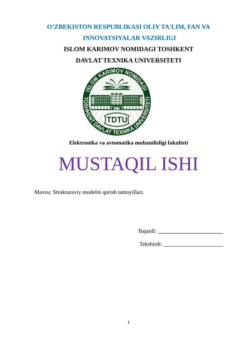 Strukturaviy modelni qurish tamoyillari