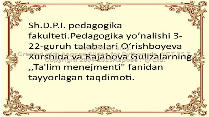 Ta'lim menejmenti va uning maqsadi