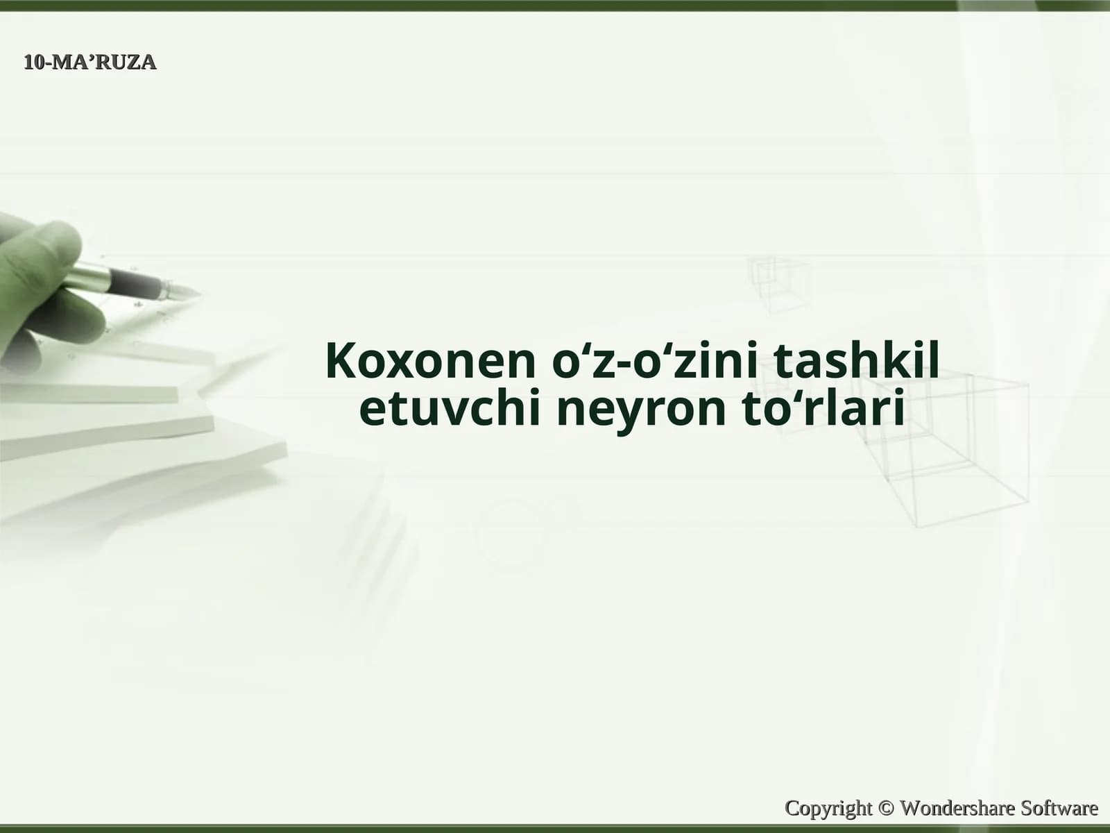 Kohonen o‘z-o‘zini tashkil etuvchi neyron to‘rlari