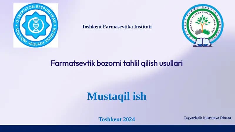 Farmatsevtik Bozorni Tahlil Qilish Usullari