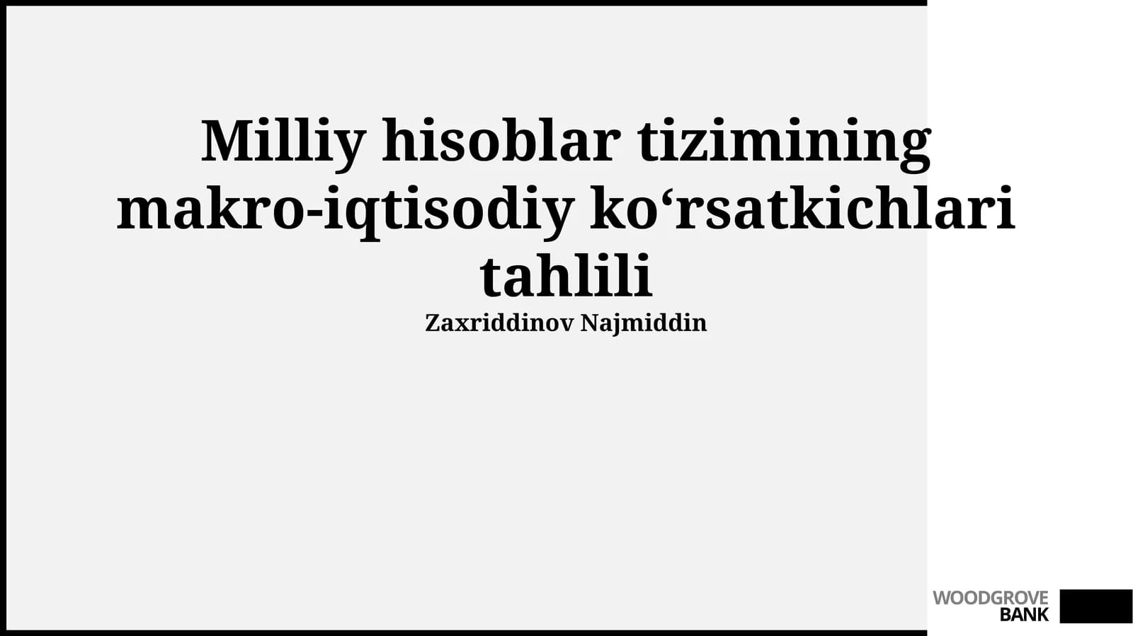 Milliy hisoblar tizimining makro-iqtisodiy ko'rsatkichlari tahlili