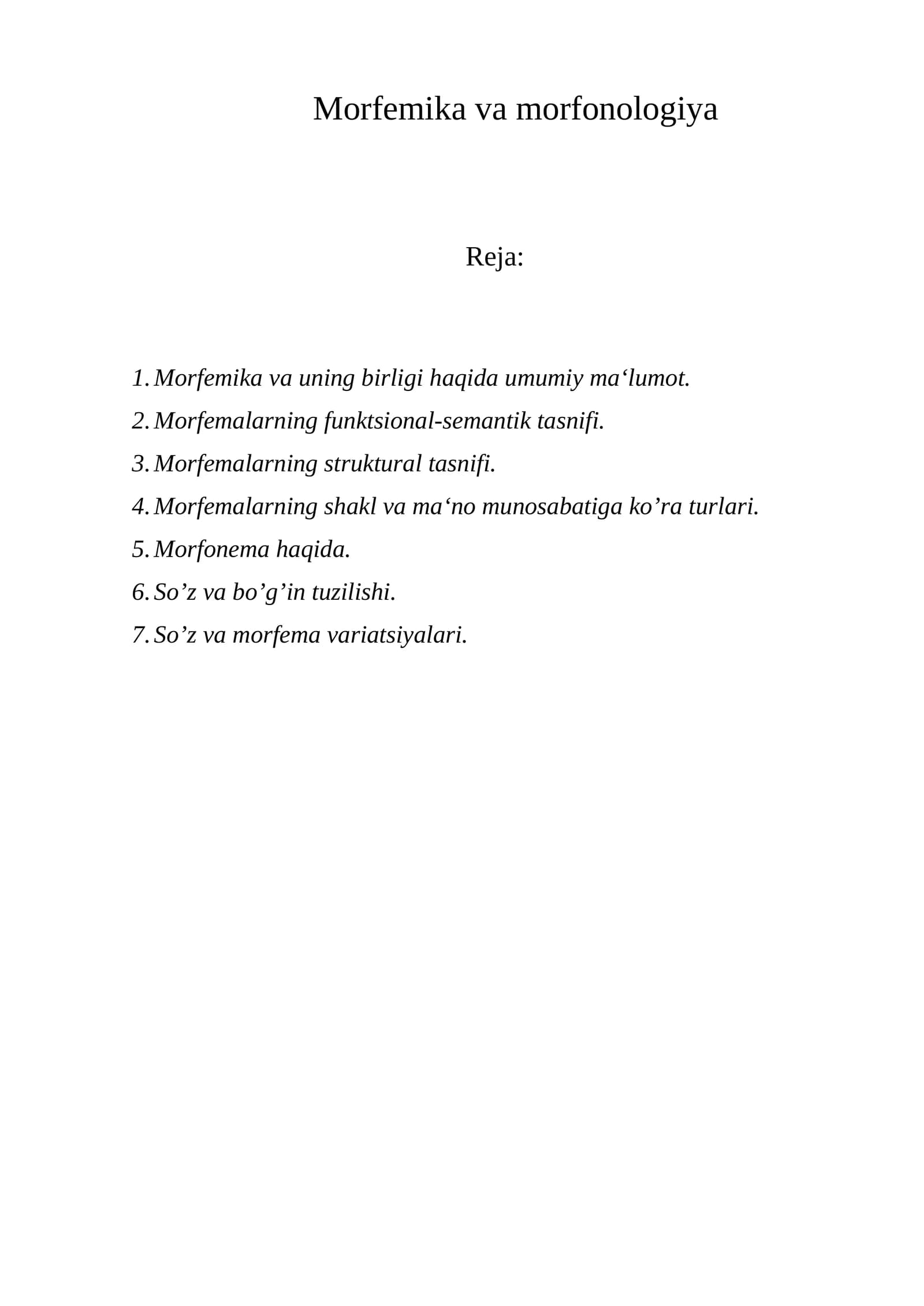 Mоrfеmika va morfonologiya