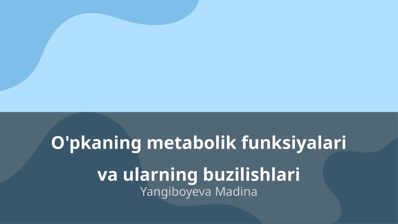 O'pkaning metabolik funksiyalari va ularning buzilishlari