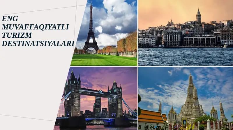 Eng muvaffaqiyatli turizm DESTINATSIYALARI