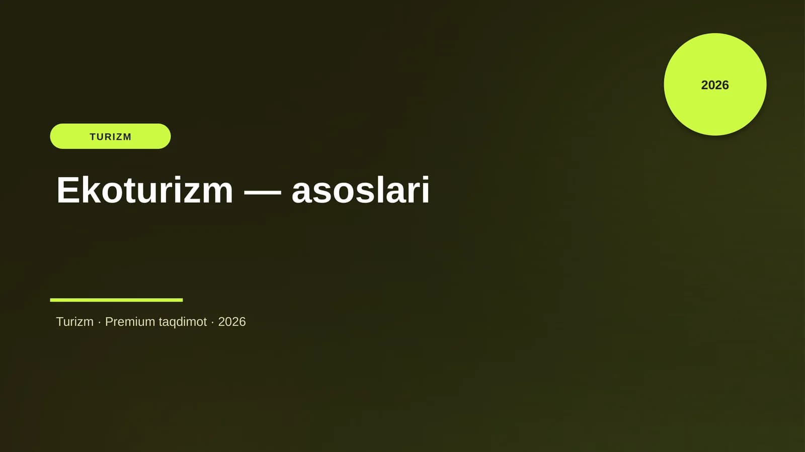 Ekoturizm — asoslari