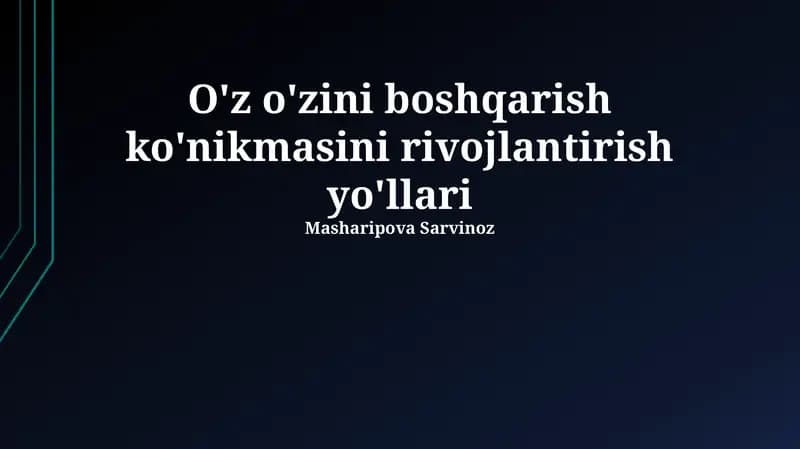 Stressni boshqarish va salomatlik
