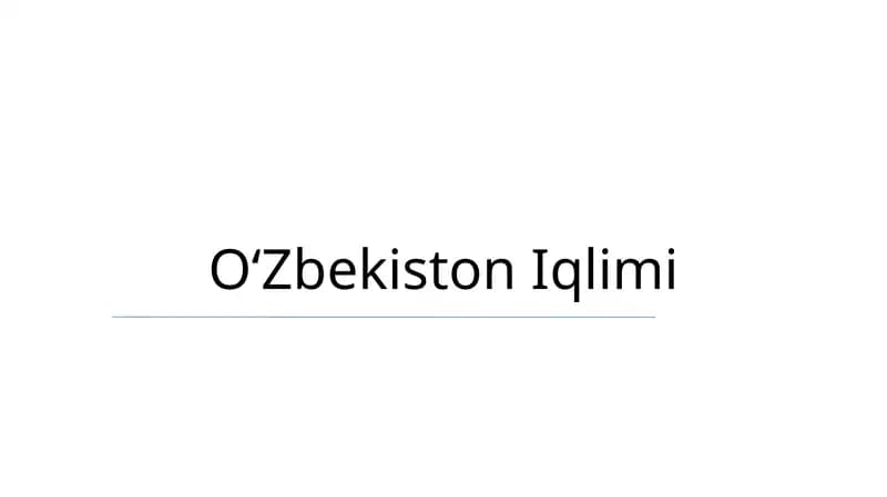 Oʻzbekiston Iqlimi