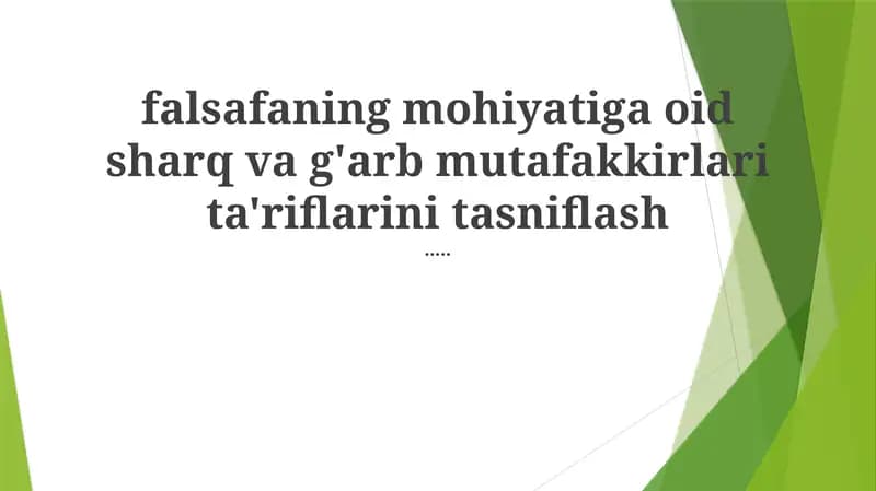 Sharq Falsafiy Qarashlari