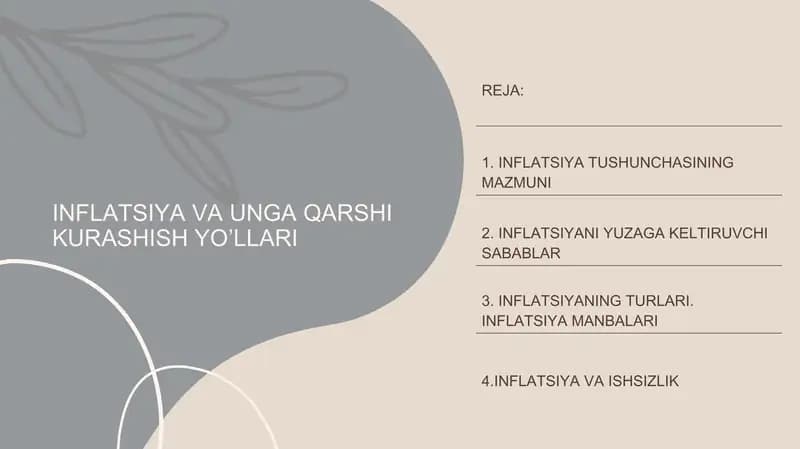INFLATSIYA VA UNGA QARSHI KURASHISH YO’LLARI