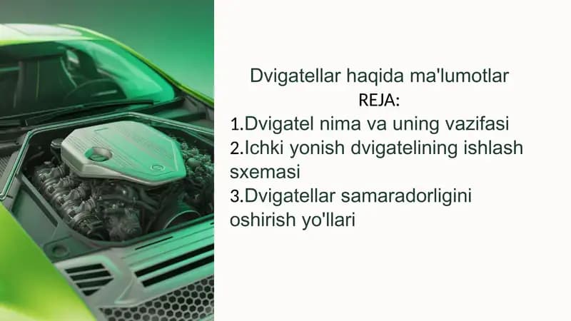 Dvigatellar haqida ma'lumotlar