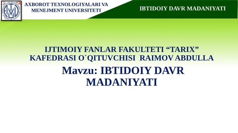IBTIDOIY DAVR MADANIYATI