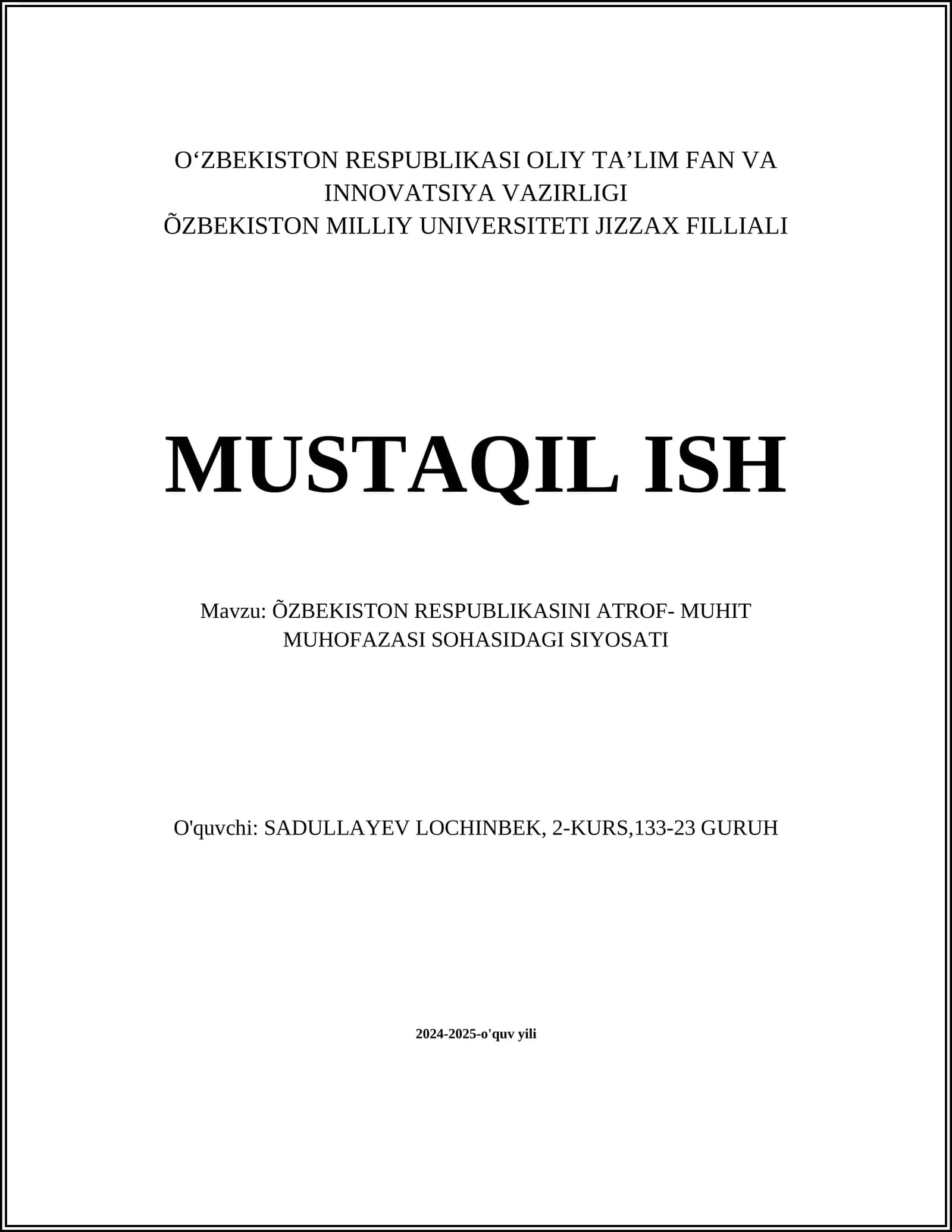 Ekologik xavfsizlikni ta'minlash