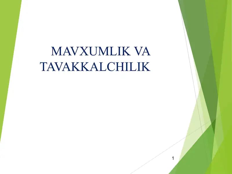 Mavhumlik va Tavakkalchilik