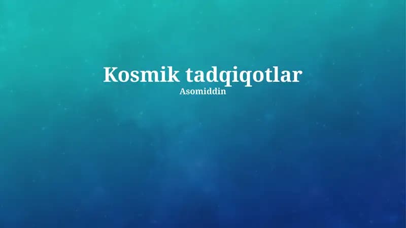 Kosmik Tadqiqotlar