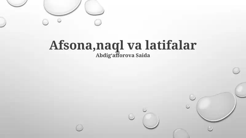 Afsona, naql va latifalar