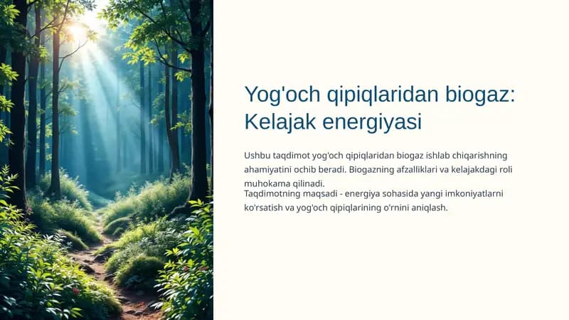 Yog'och qipiqlaridan biogaz: Kelajak energiyasi