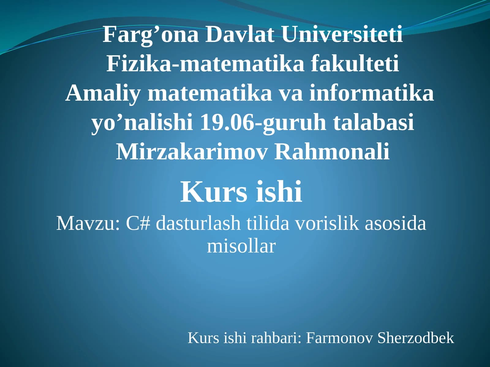 C#dasturlashtilidavorislikasosidamisollar