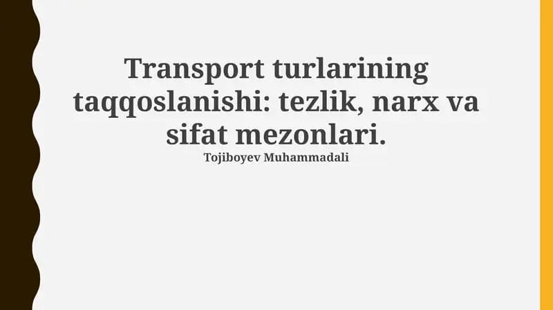 Transport turlarining taqqoslanishi